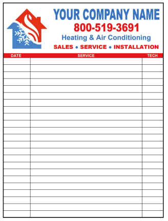 HVAC Service Sticker - 6 x 8 inch  Customized with your Info