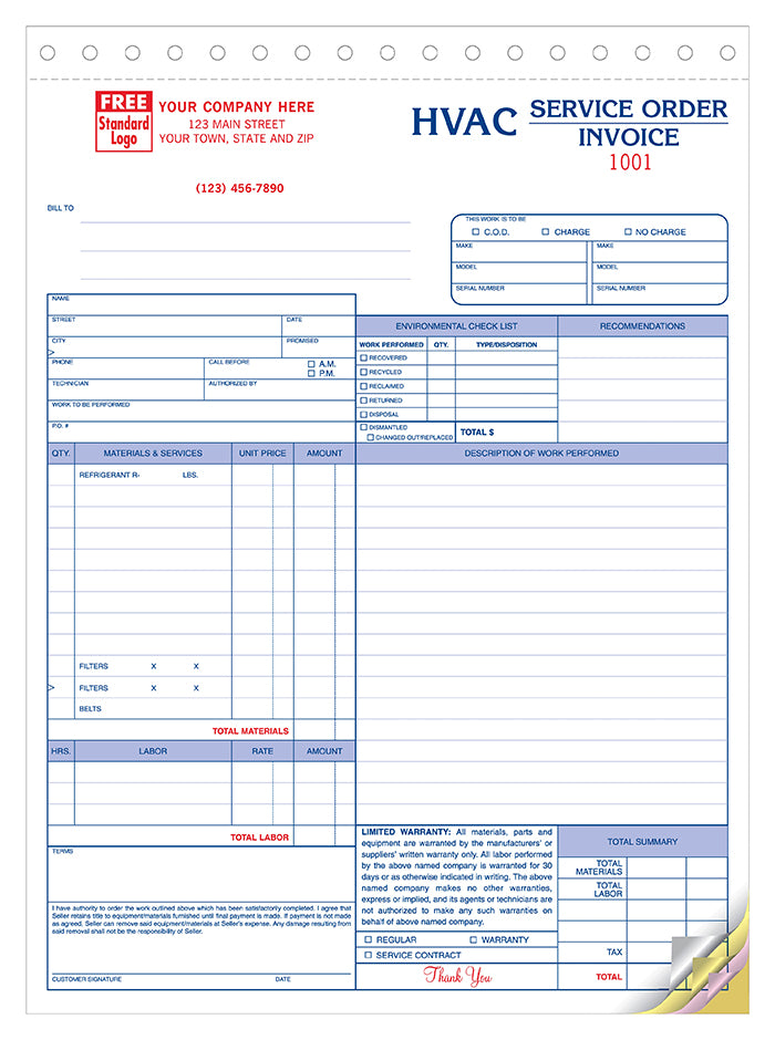 HVAC Service Invoice 6532 – American Business Forms & Envelopes