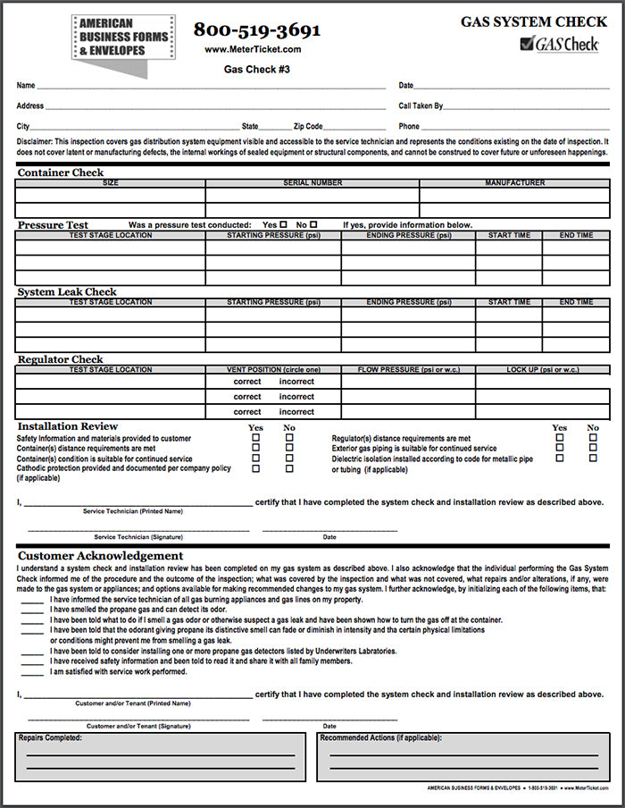 Gas Check Form - #3 – American Business Forms & Envelopes